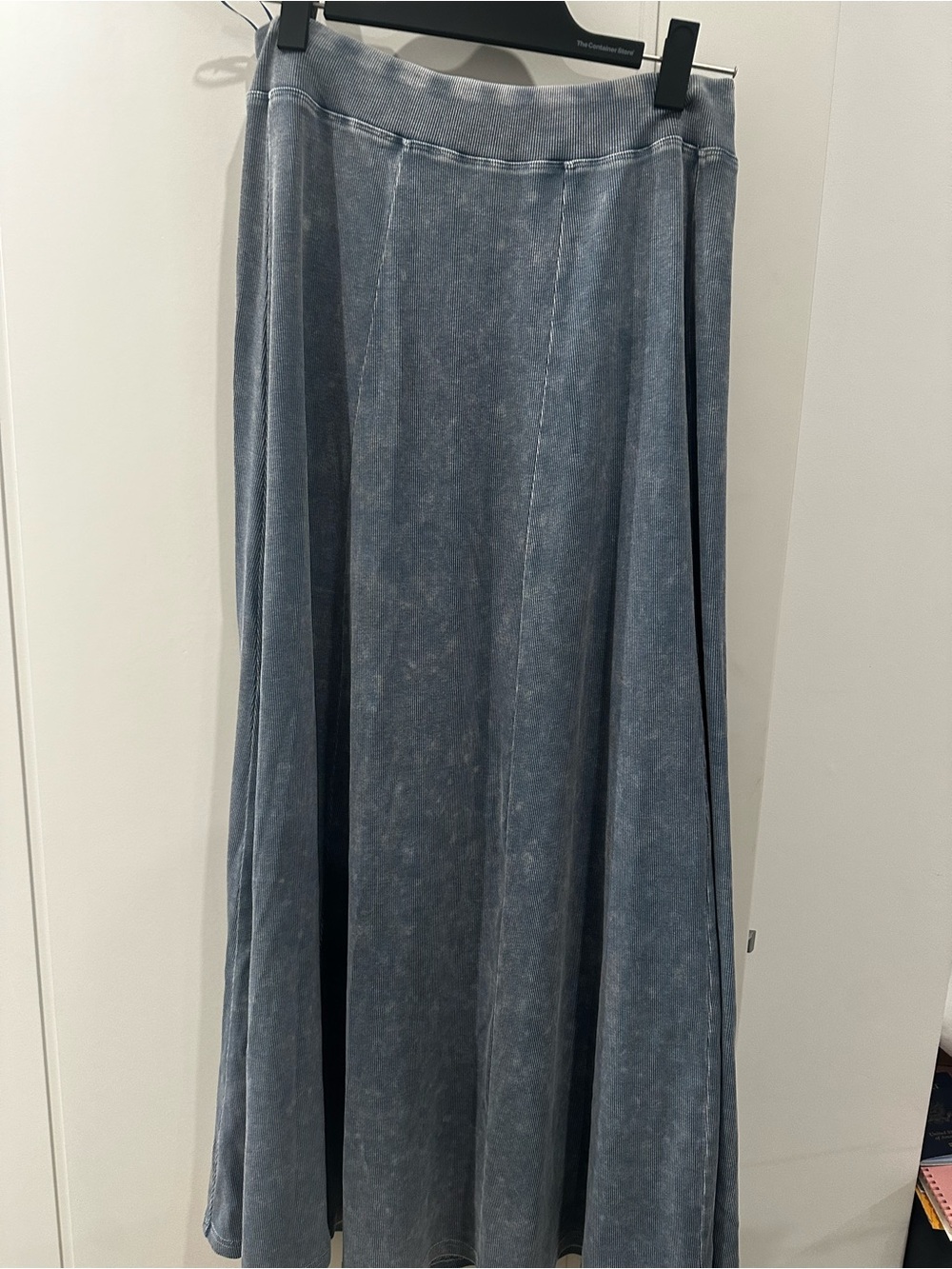 Washed Slate Blue A-Line Maxi Skirt - Women's Flowy Skirt